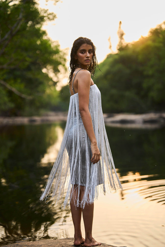 SILVER FRINGE DRESS - dash and dot dash and dot