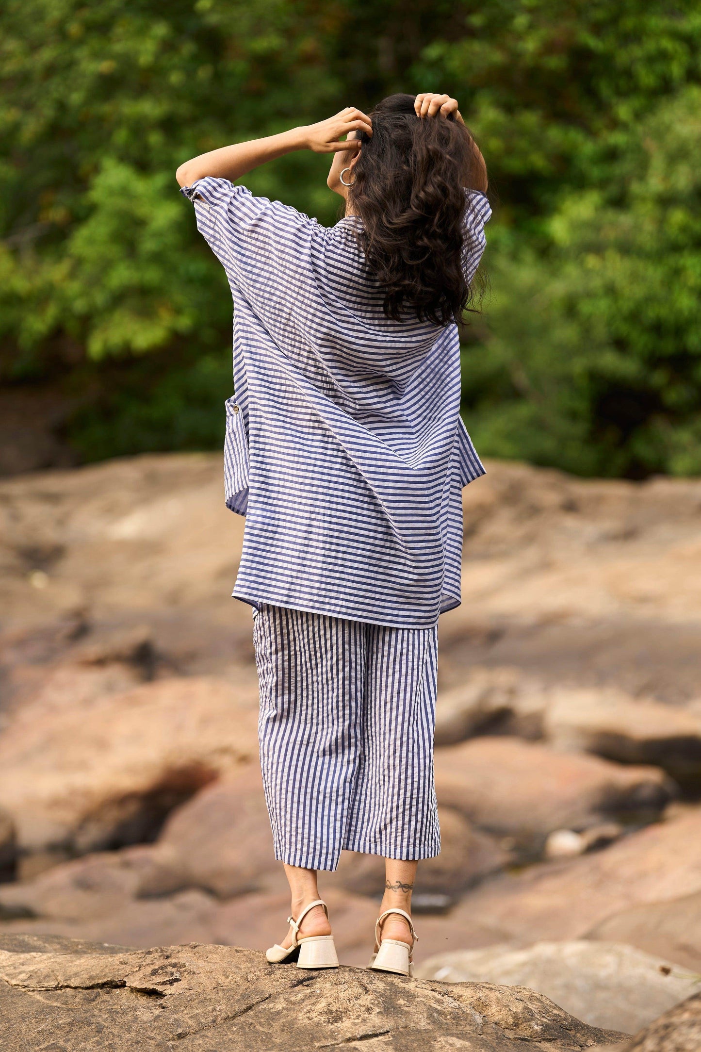WIDE-LEGGED STRIPED PANT - dash and dot