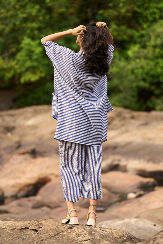 WIDE-LEGGED STRIPED PANT - dash and dot dash and dot