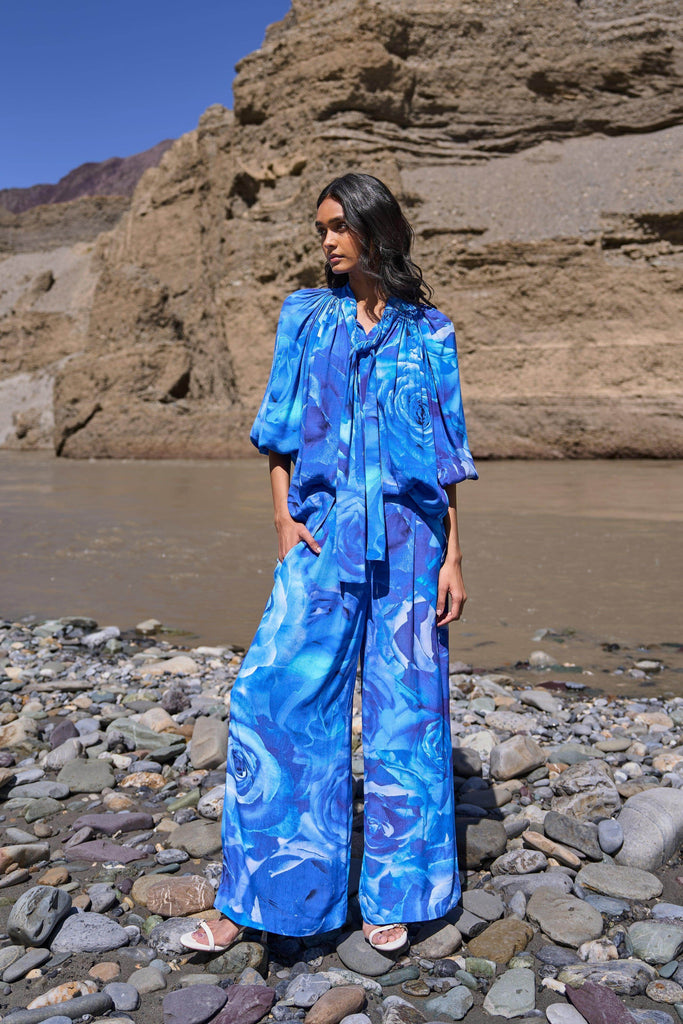 FLORAL FLARED PANT - dash and dot dash and dot