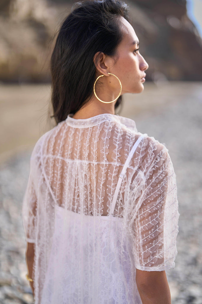 TIERED EMBROIDERED MESH DRESS - dash and dot dash and dot