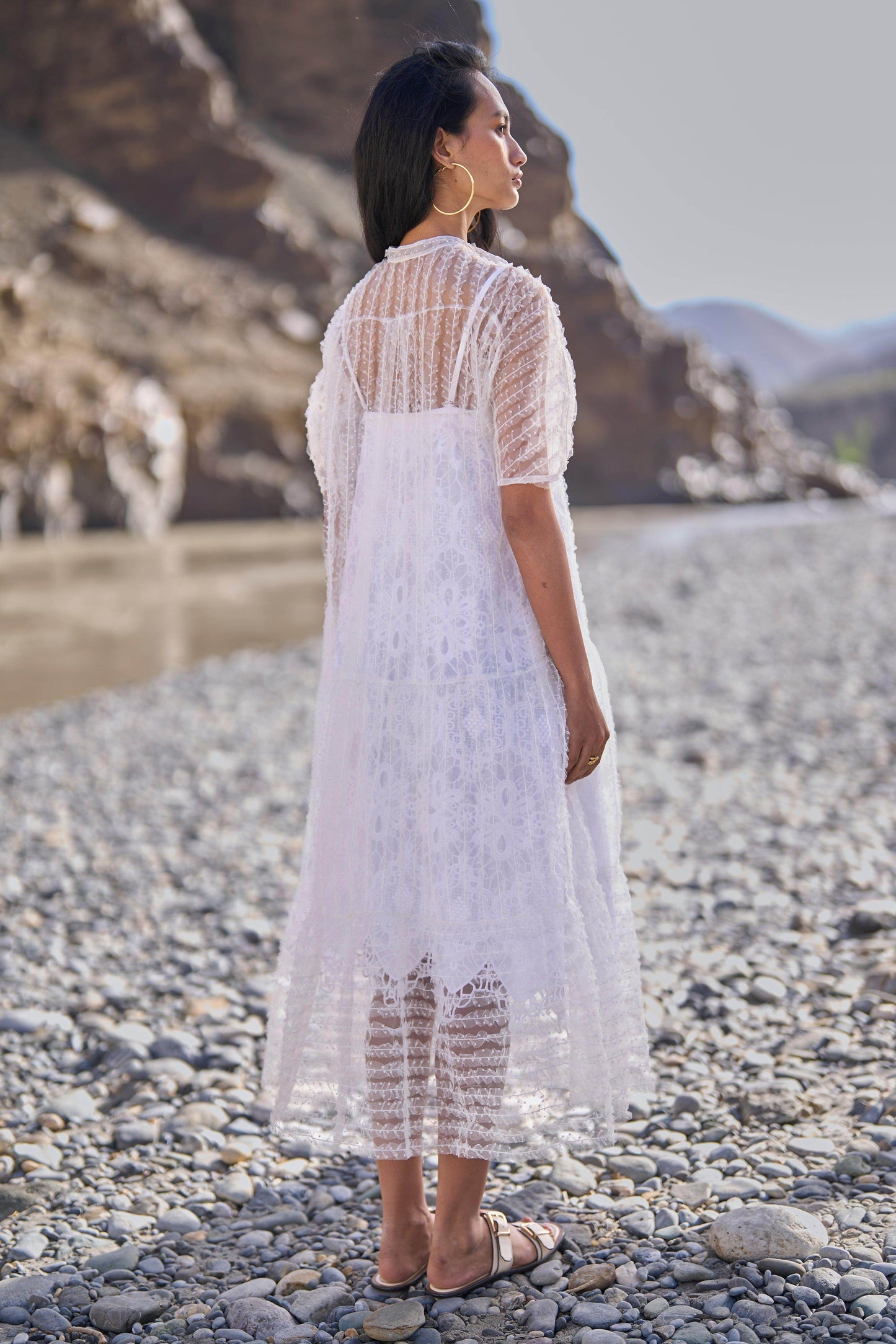 TIERED EMBROIDERED MESH DRESS - dash and dot