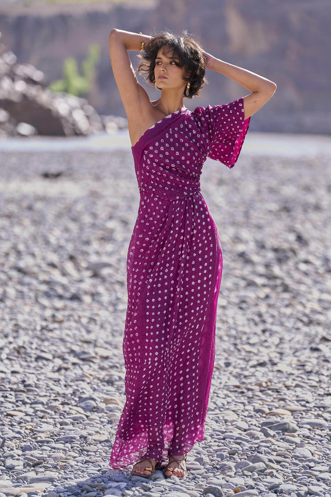 SINGLE SLEEVE BANDHANI DRESS - dash and dot dash and dot