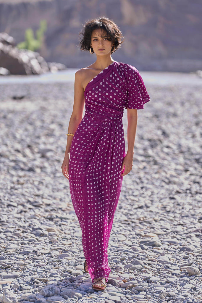 SINGLE SLEEVE BANDHANI DRESS - dash and dot dash and dot