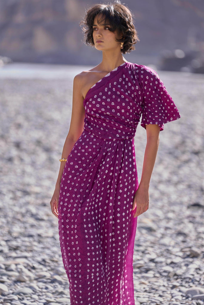 SINGLE SLEEVE BANDHANI DRESS - dash and dot dash and dot