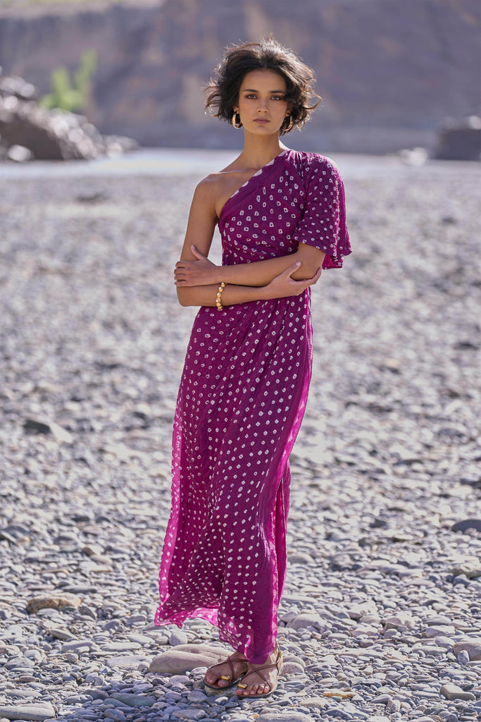 SINGLE SLEEVE BANDHANI DRESS - dash and dot dash and dot