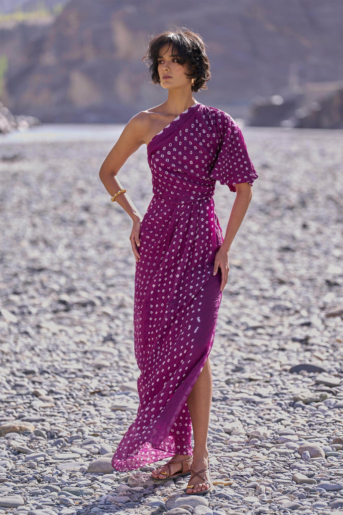SINGLE SLEEVE BANDHANI DRESS - dash and dot dash and dot