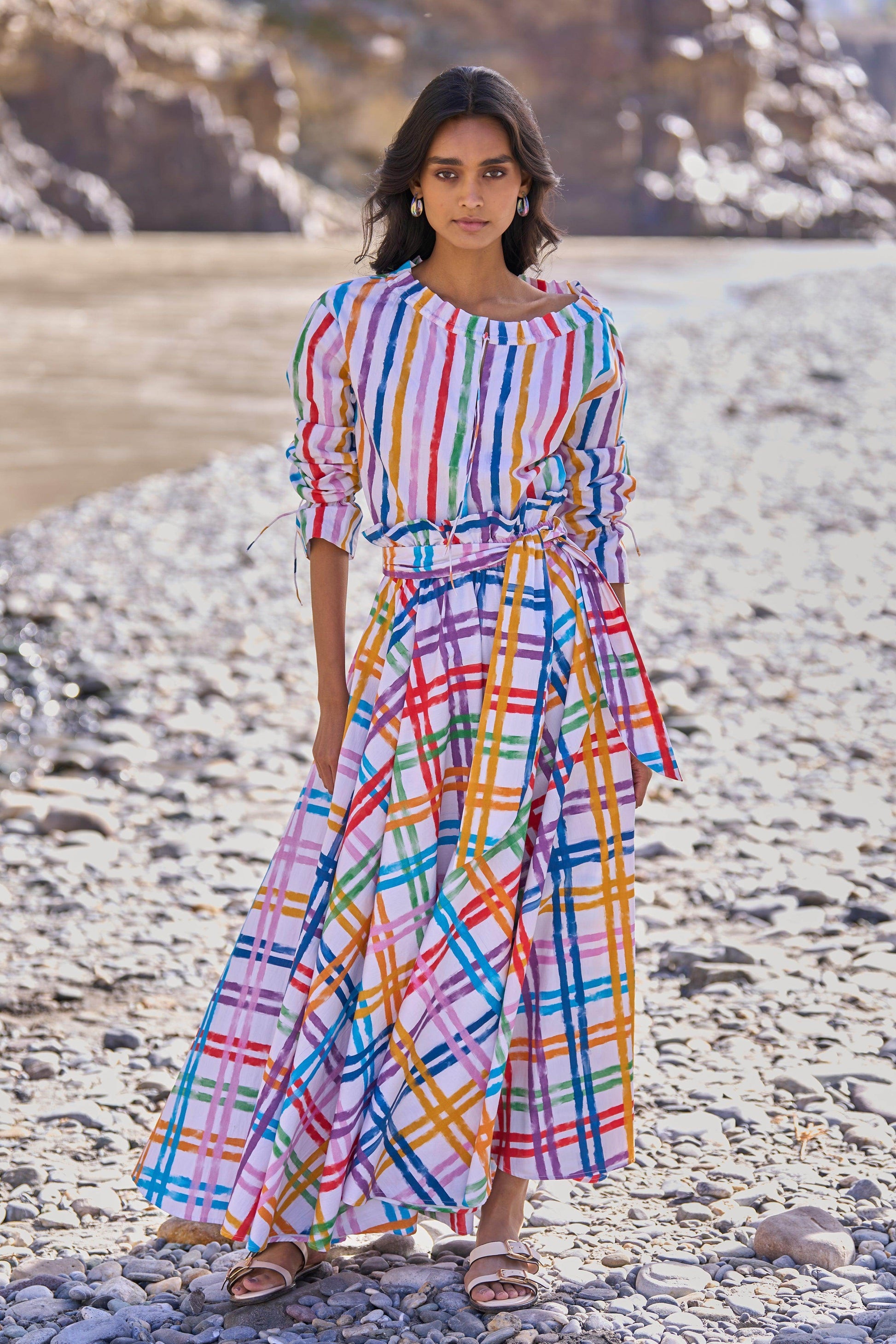 MULTI-CHECKED SKIRT - dash and dot