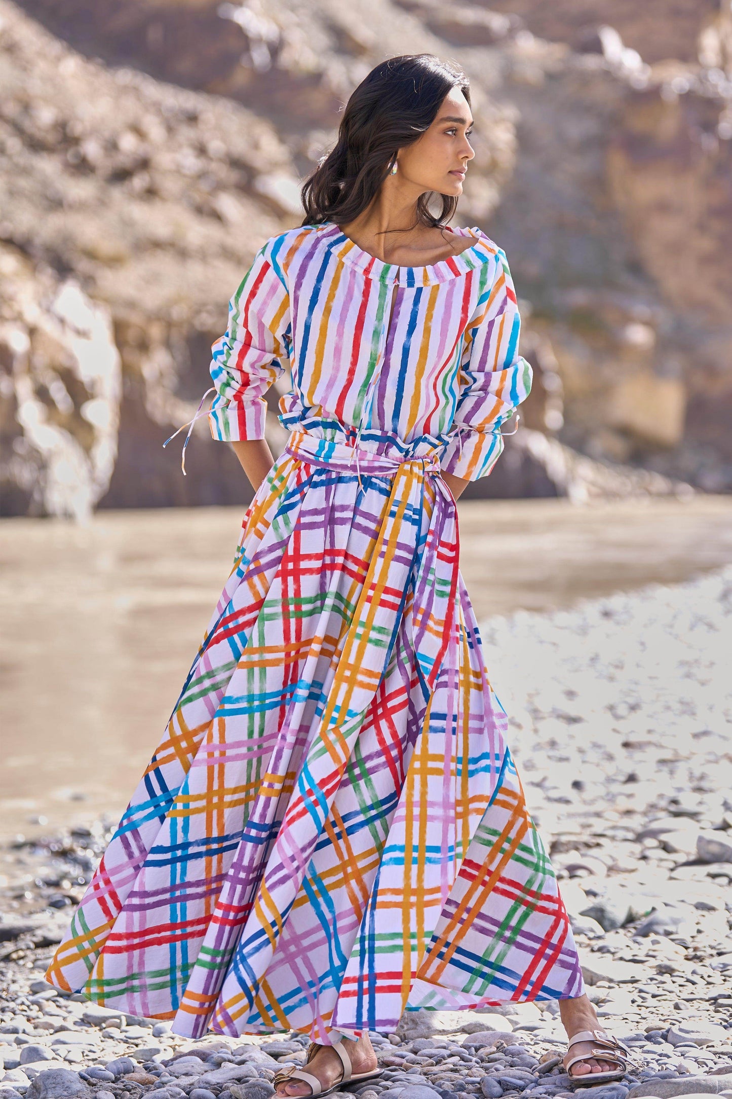 MULTI-CHECKED SKIRT - dash and dot