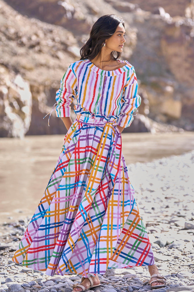 MULTI-CHECKED SKIRT - dash and dot dash and dot