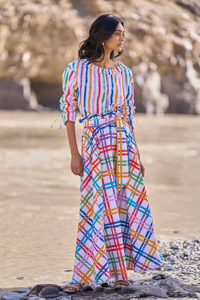 MULTI-CHECKED SKIRT - dash and dot dash and dot