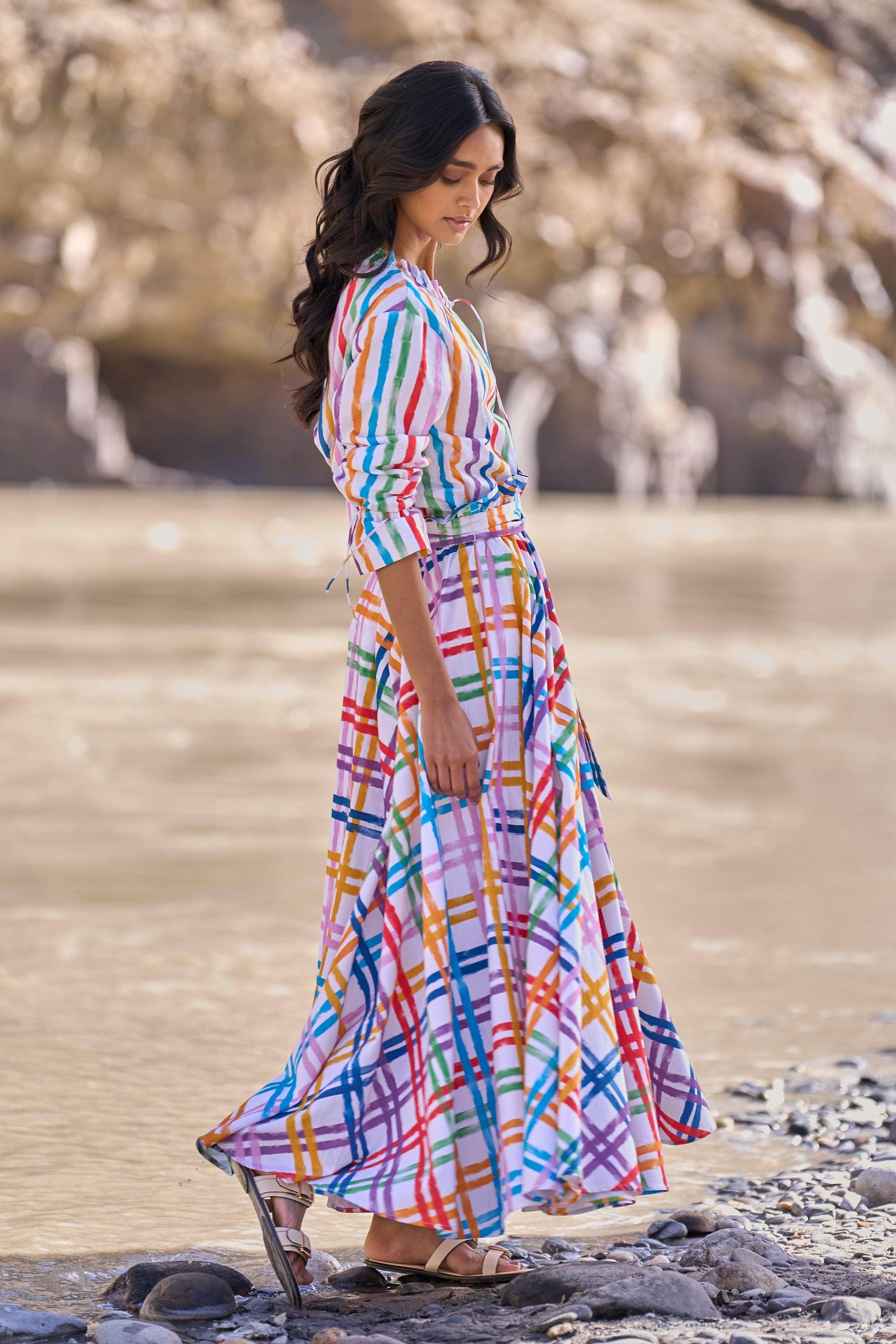 MULTI-CHECKED SKIRT - dash and dot