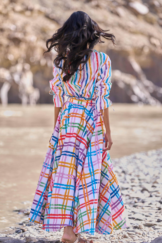 MULTI-CHECKED SKIRT - dash and dot dash and dot