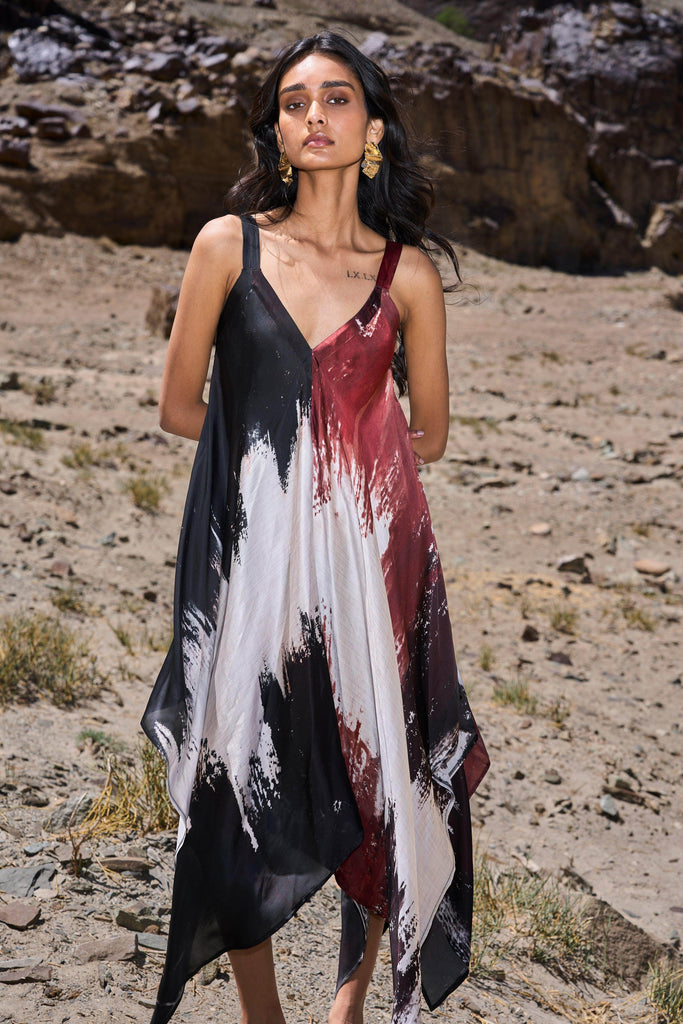 BRUSHSTROKE FLOWING DRESS - dash and dot dash and dot