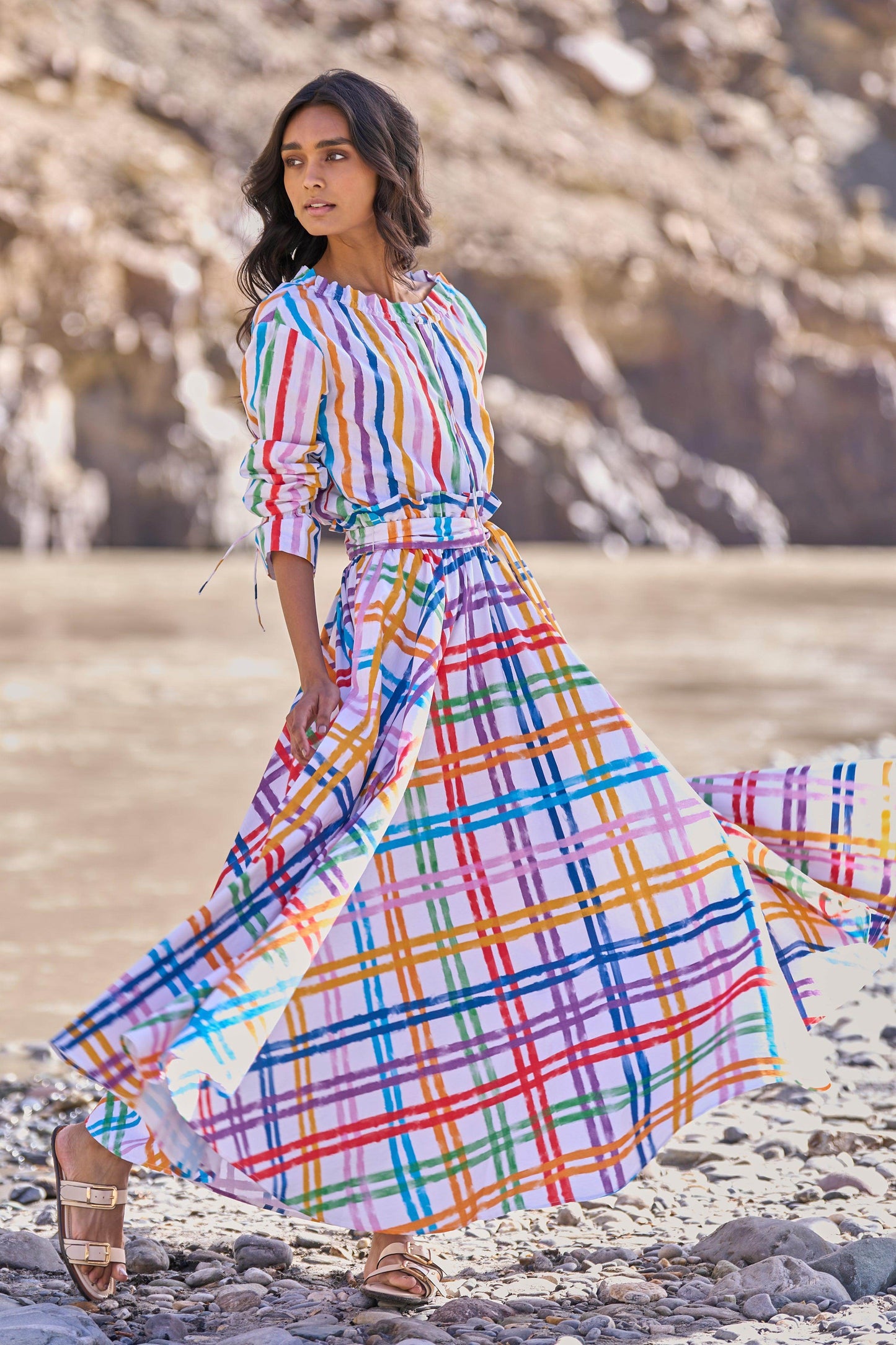 MULTI-CHECKED SKIRT - dash and dot