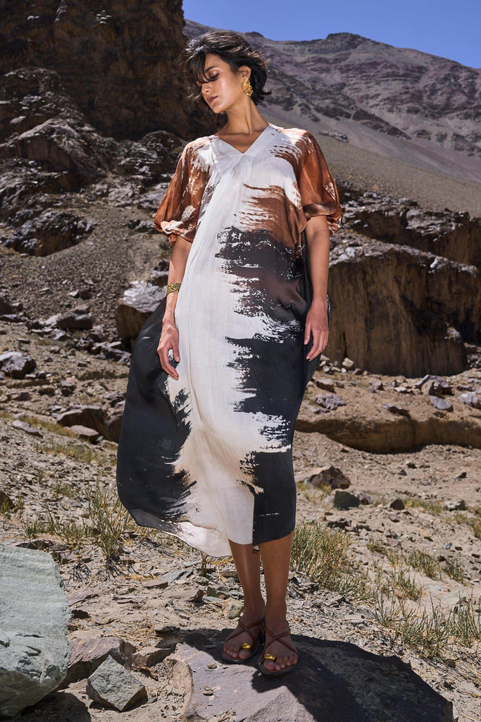 BRUSHSTROKE KAFTAN DRESS - dash and dot dash and dot