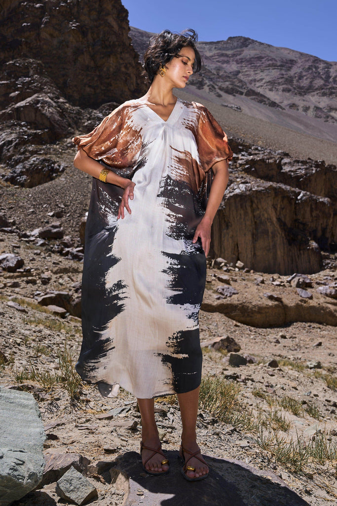 BRUSHSTROKE KAFTAN DRESS - dash and dot dash and dot