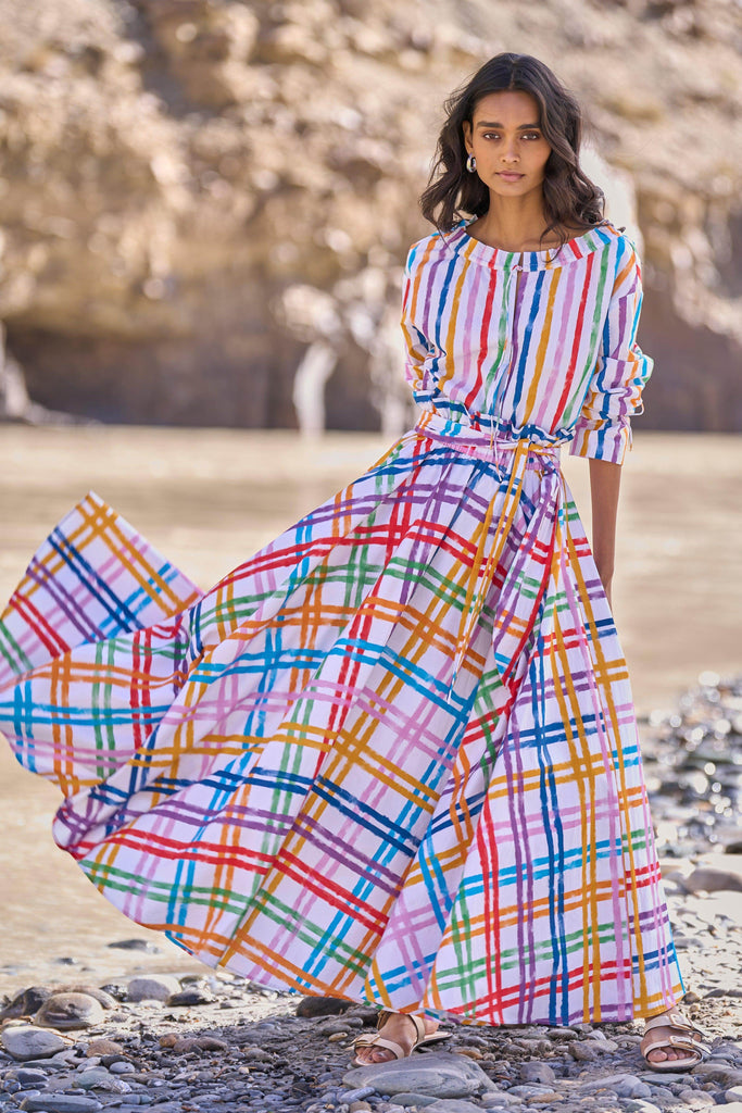 MULTI-CHECKED SKIRT - dash and dot dash and dot