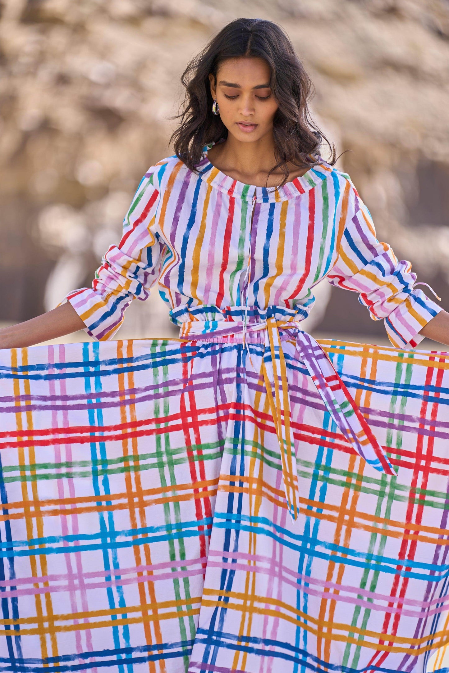 MULTI-CHECKED SKIRT - dash and dot