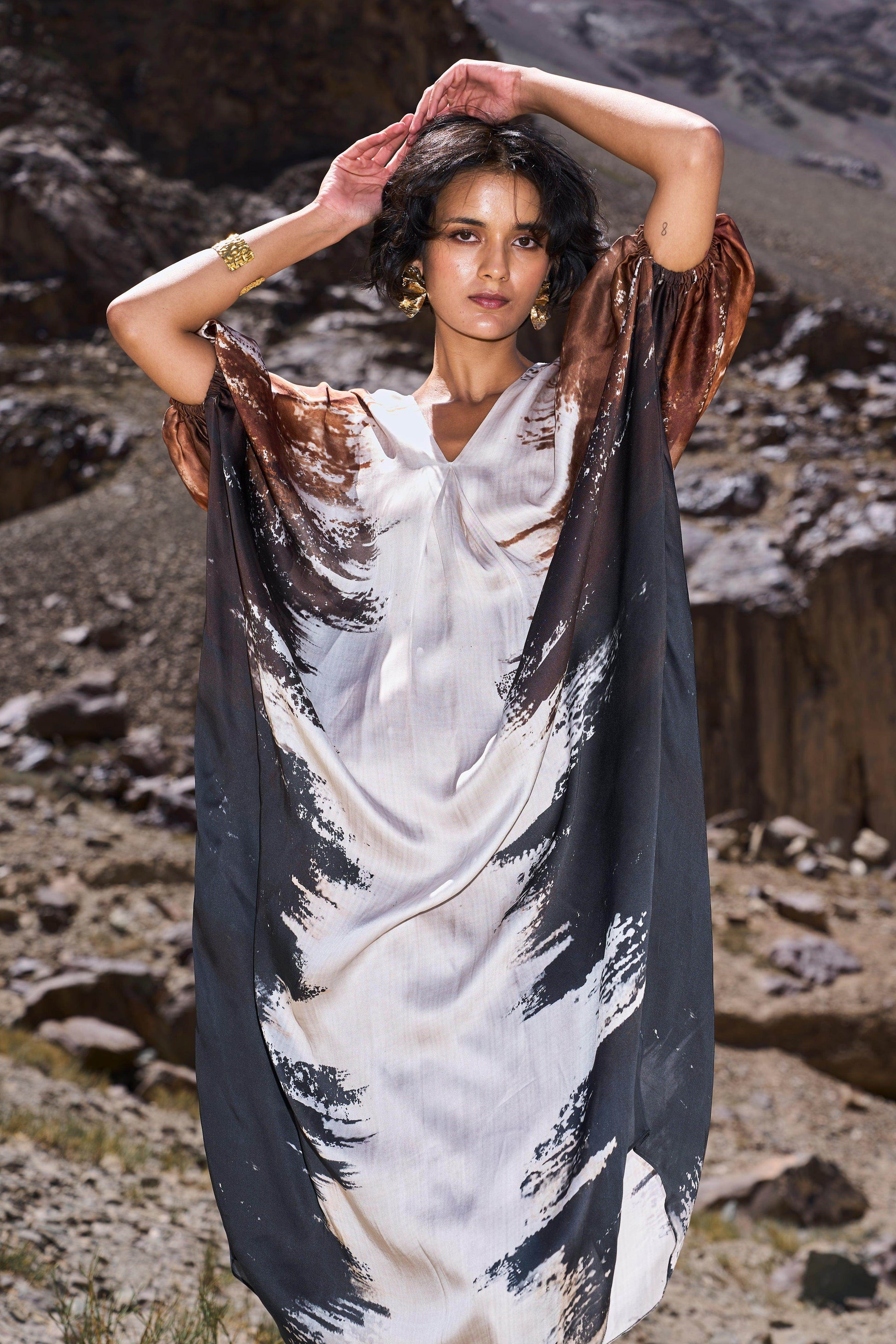 BRUSHSTROKE KAFTAN DRESS - dash and dot