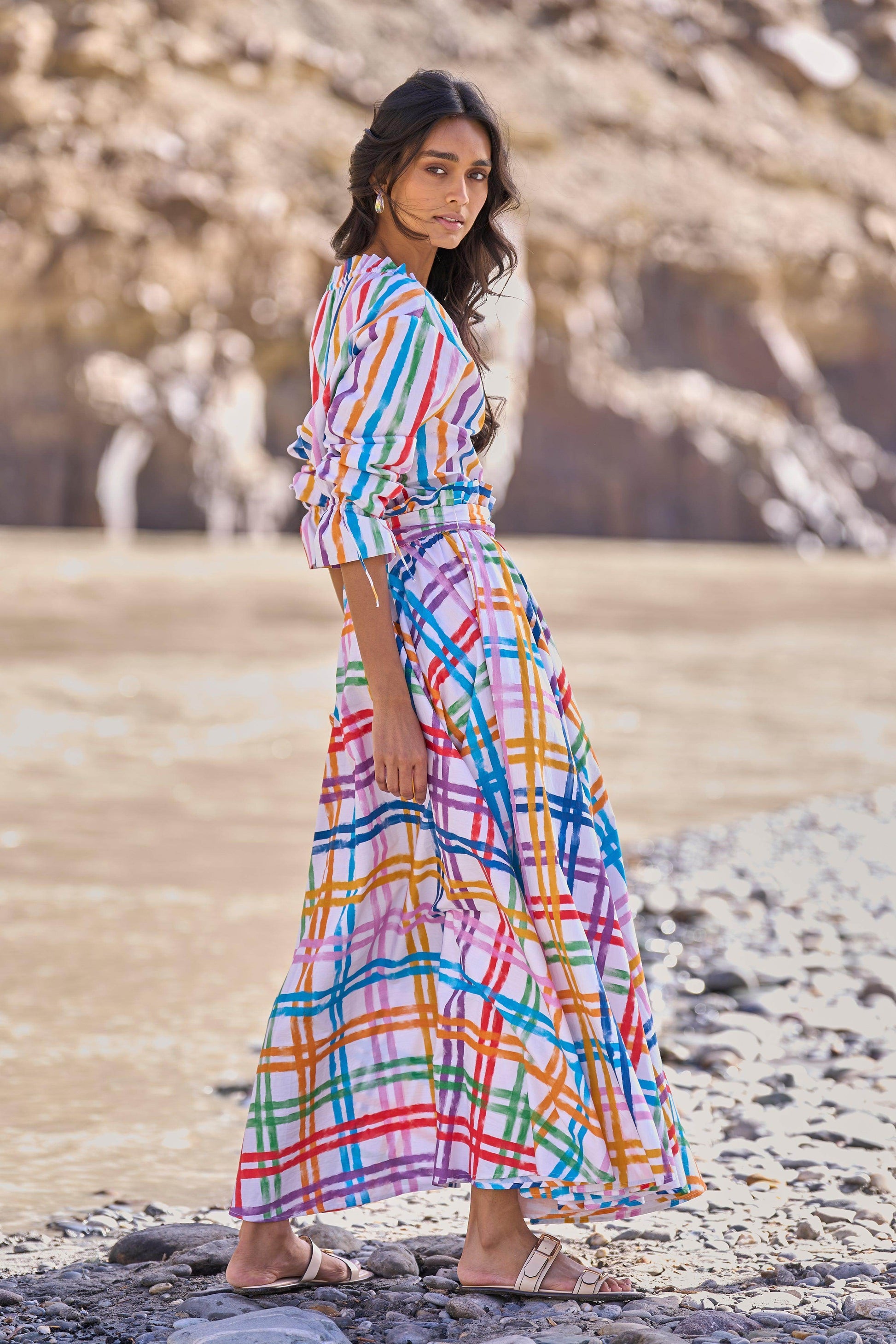 MULTI-CHECKED SKIRT - dash and dot