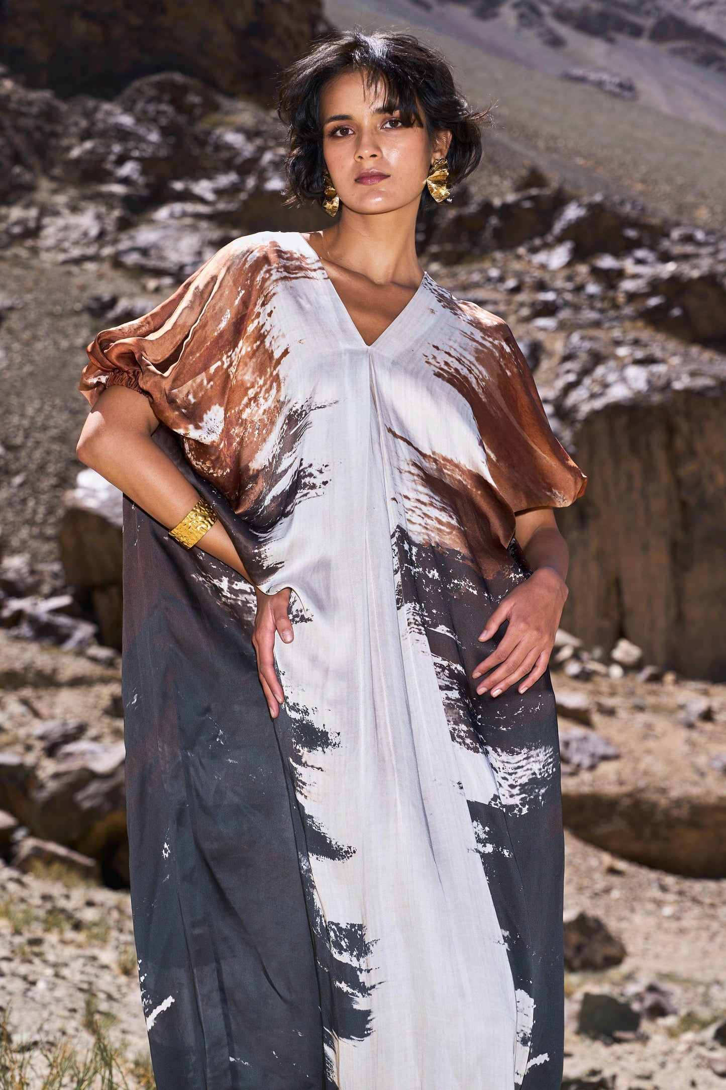 BRUSHSTROKE KAFTAN DRESS - dash and dot