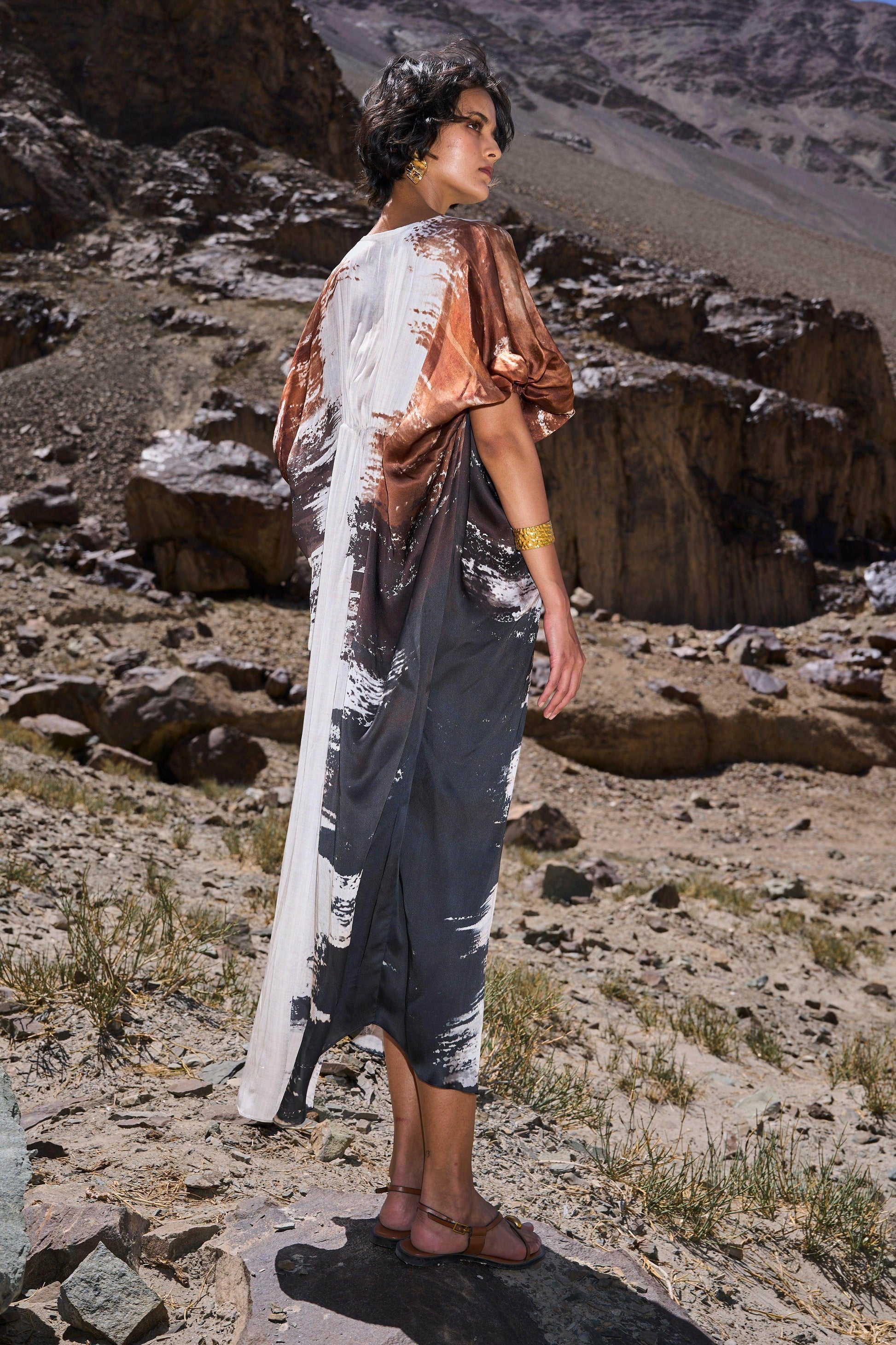 BRUSHSTROKE KAFTAN DRESS - dash and dot