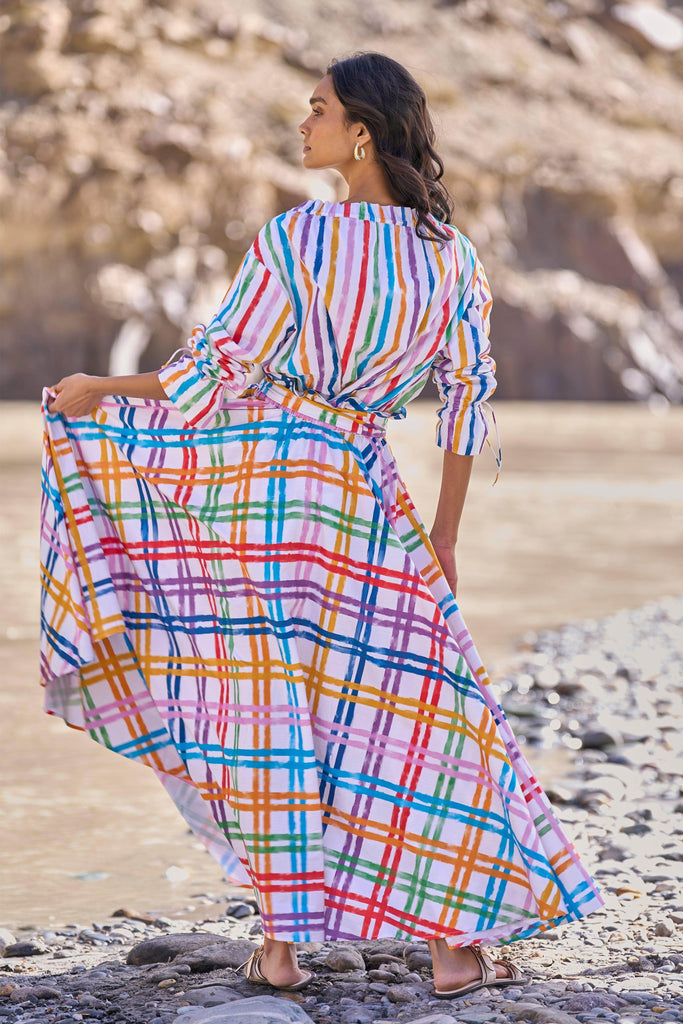 MULTI-CHECKED SKIRT - dash and dot dash and dot