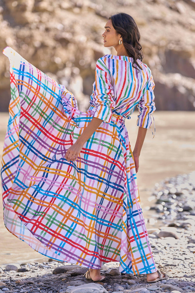 MULTI-CHECKED SKIRT - dash and dot dash and dot