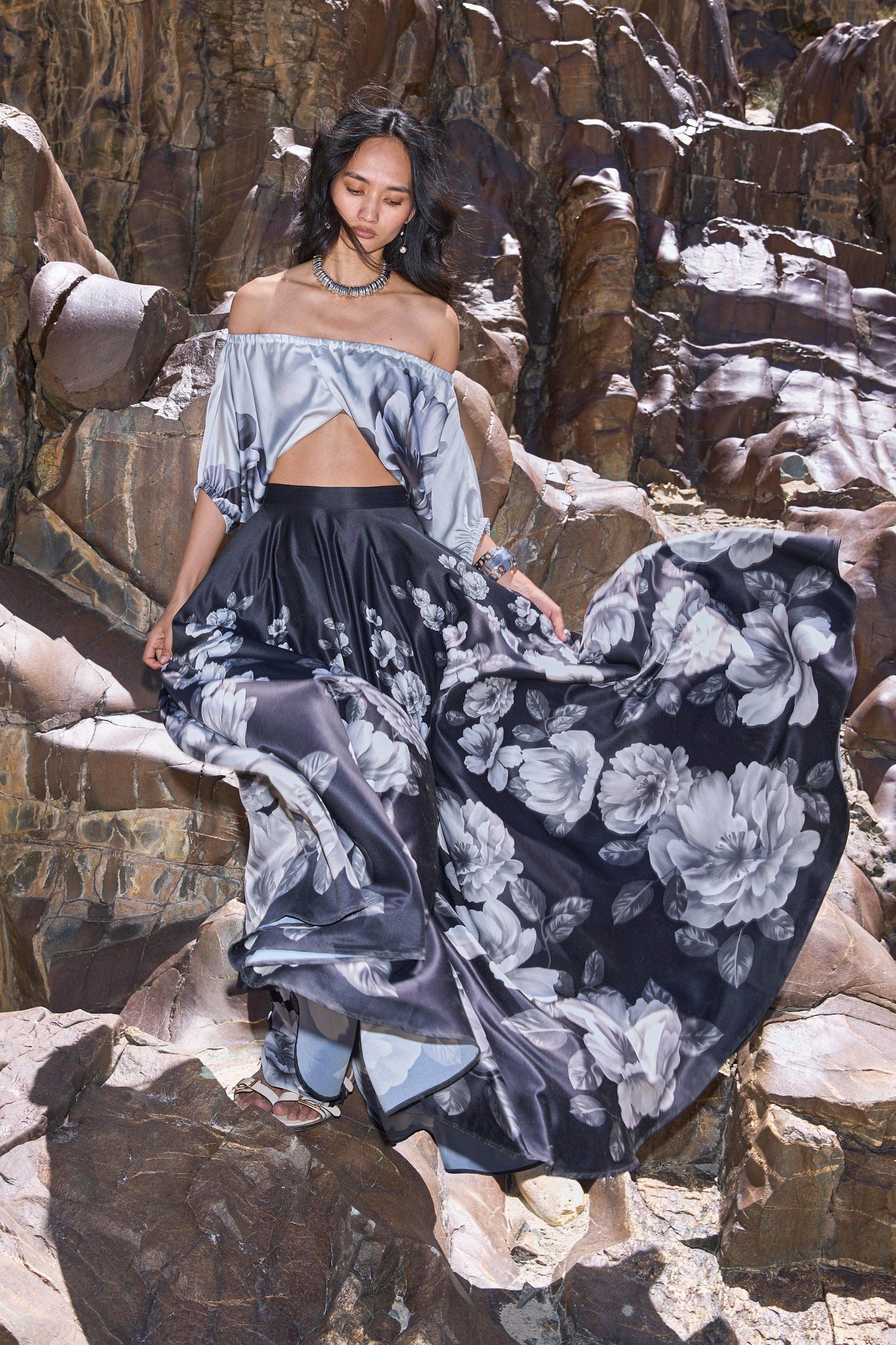 FLORAL PRINT MAXI SKIRT - dash and dot