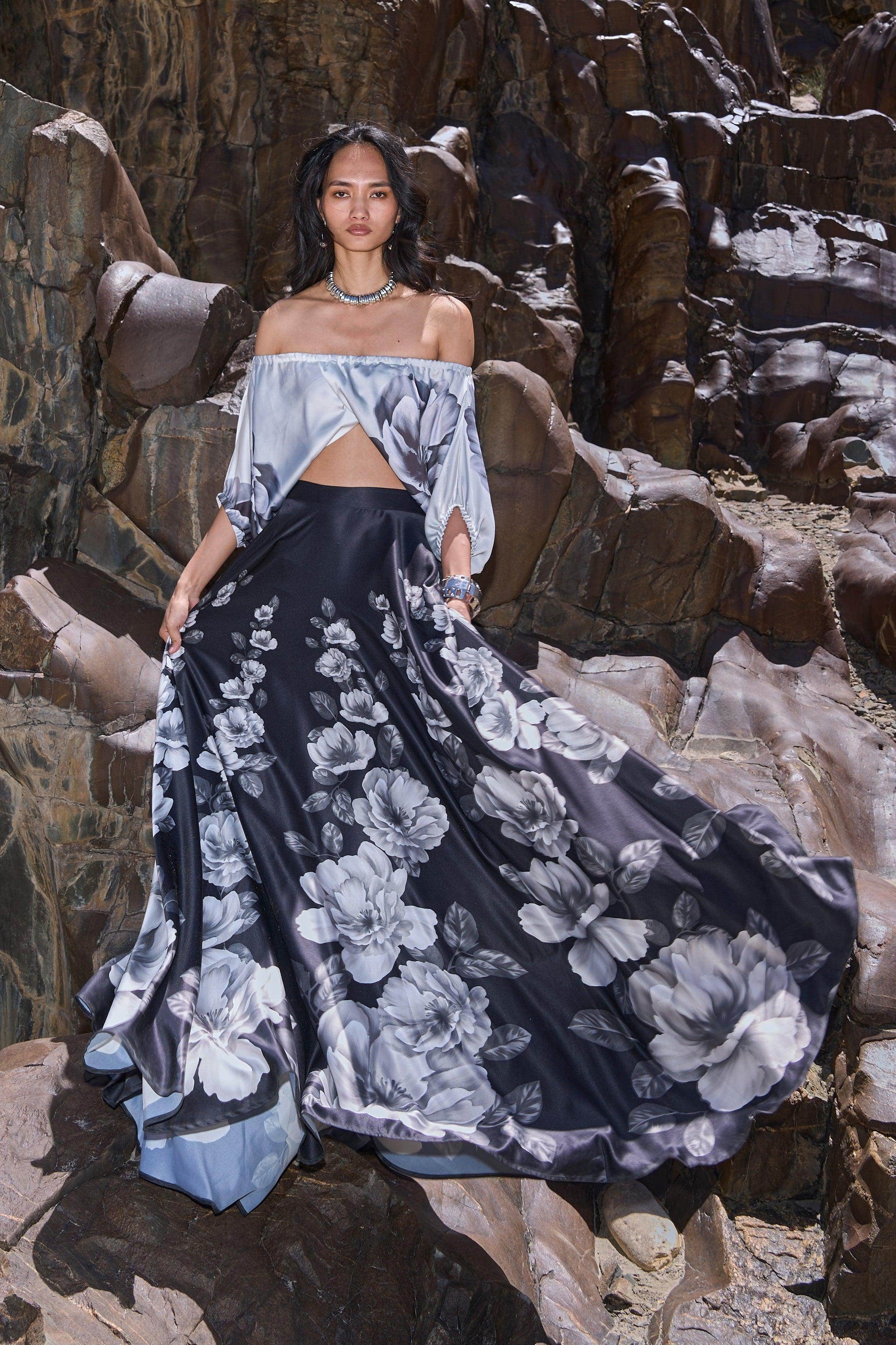 FLORAL PRINT MAXI SKIRT - dash and dot