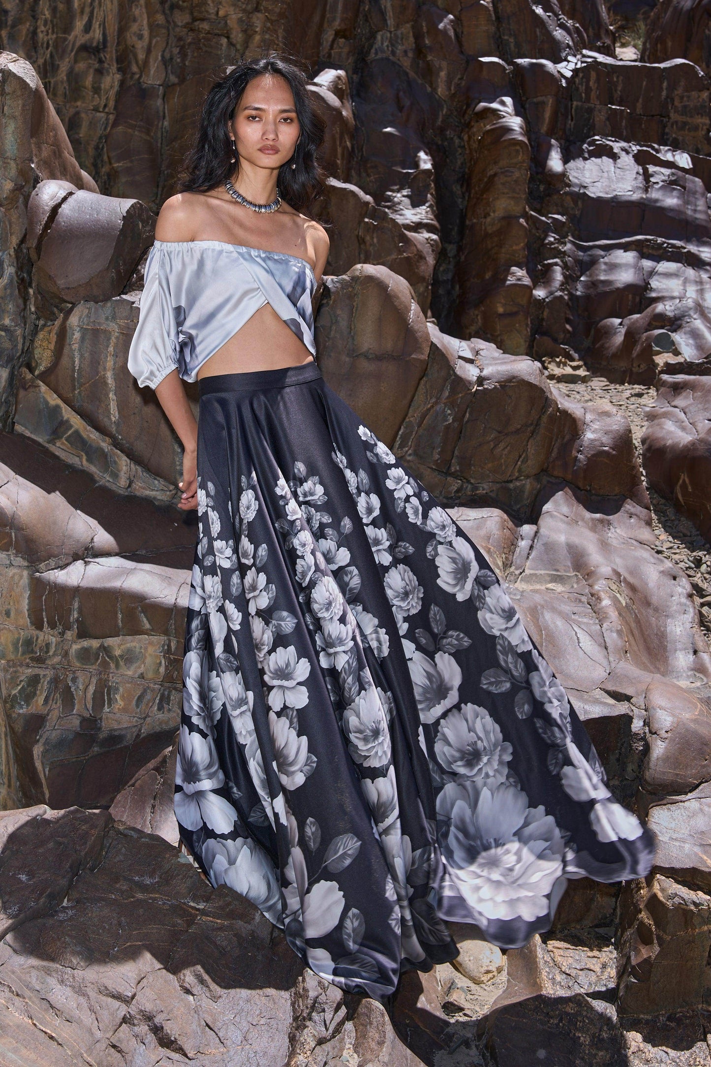 FLORAL PRINT MAXI SKIRT - dash and dot