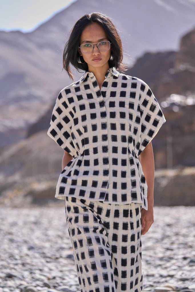 STRUCTURED IKAT SHIRT - dash and dot dash and dot