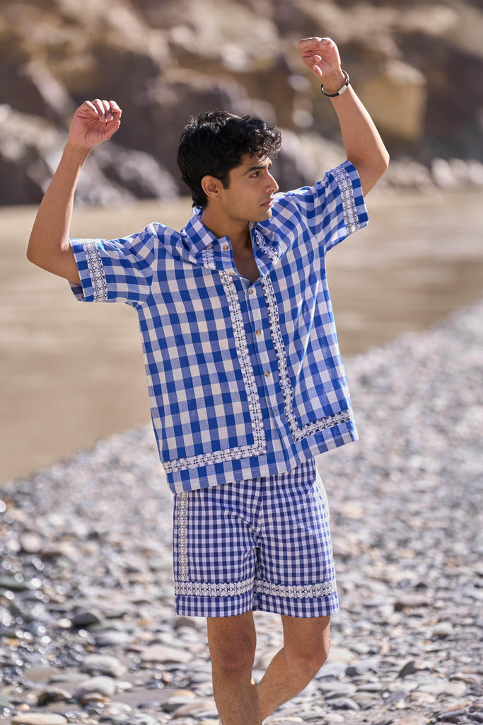 MADRAS EMBROIDERED SHORTS SET - dash and dot dash and dot