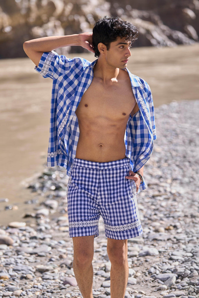 MADRAS EMBROIDERED SHORTS SET - dash and dot dash and dot