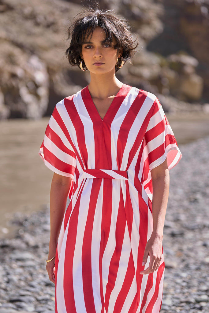 STRIPE KAFTAN DRESS - dash and dot dash and dot