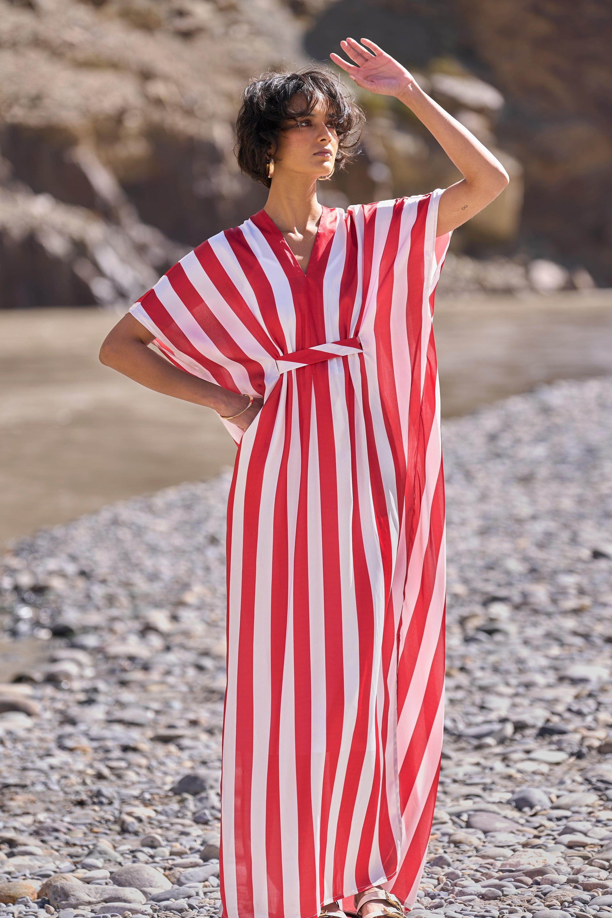 STRIPE KAFTAN DRESS - dash and dot