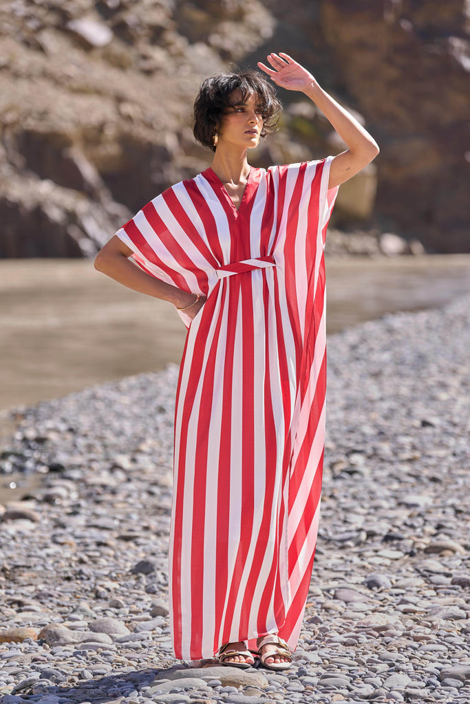 STRIPE KAFTAN DRESS - dash and dot dash and dot