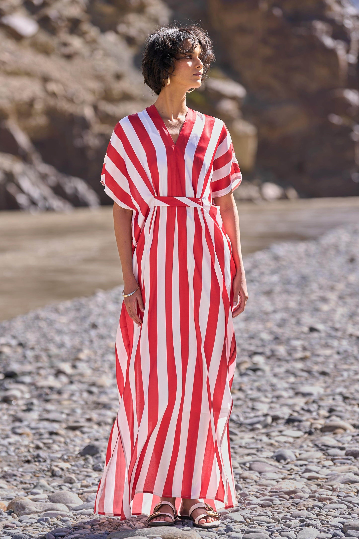 STRIPE KAFTAN DRESS - dash and dot