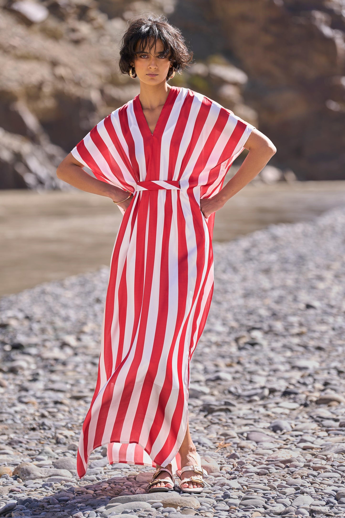 STRIPE KAFTAN DRESS - dash and dot