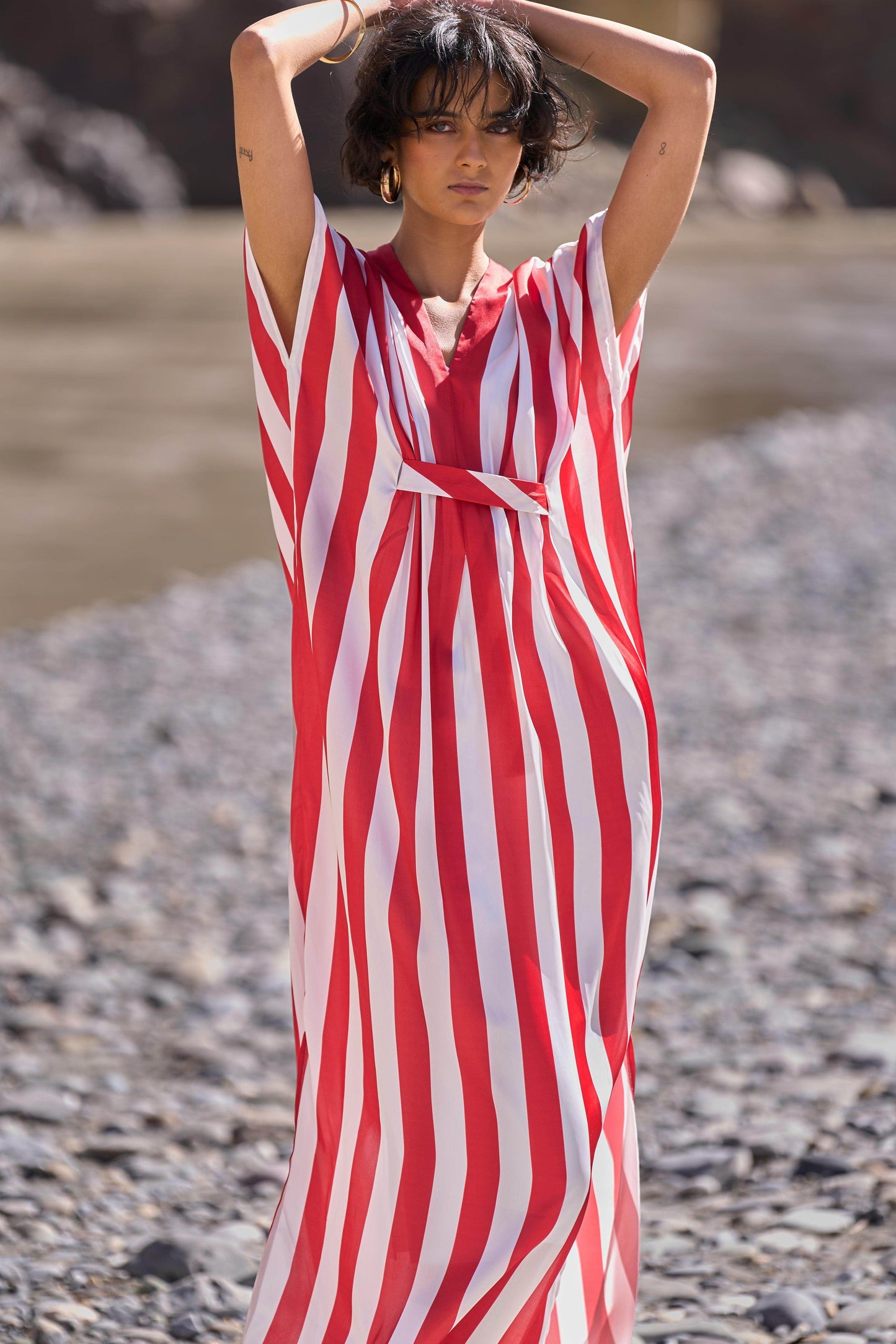 STRIPE KAFTAN DRESS - dash and dot