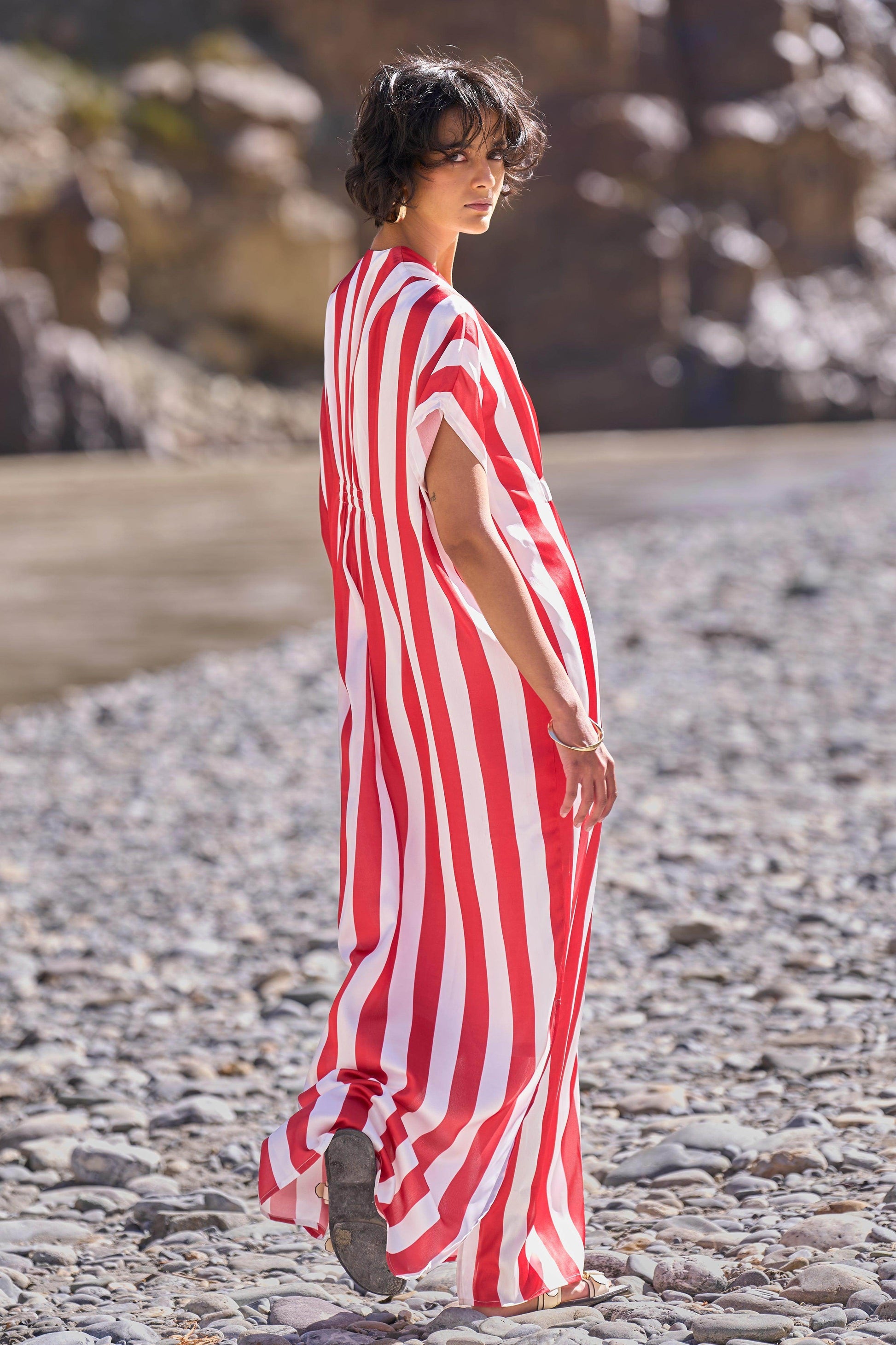 STRIPE KAFTAN DRESS - dash and dot
