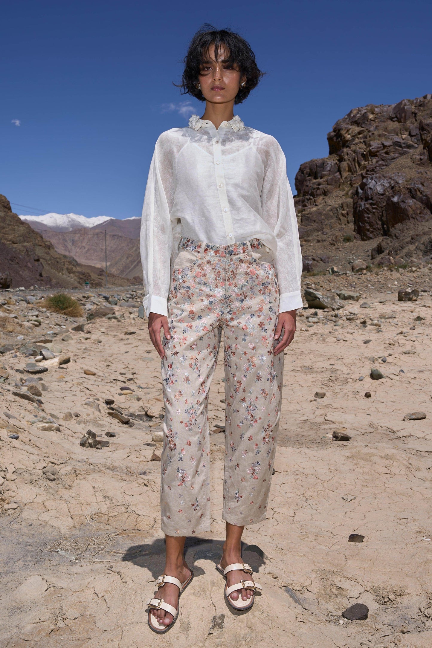 FLORAL COLLAR SILK LINEN SHIRT - dash and dot