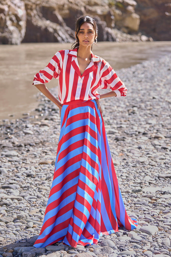 STRIPED MAXI SKIRT - dash and dot dash and dot