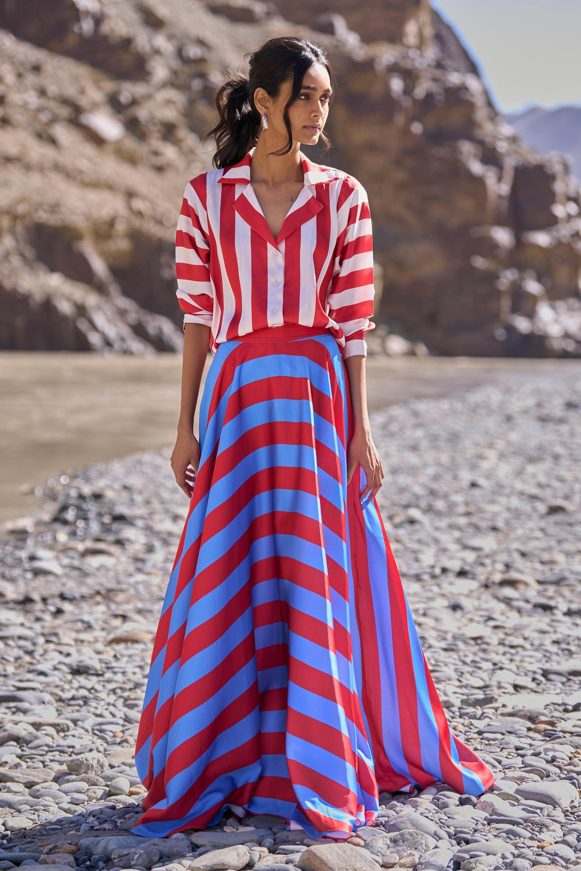 STRIPED MAXI SKIRT - dash and dot