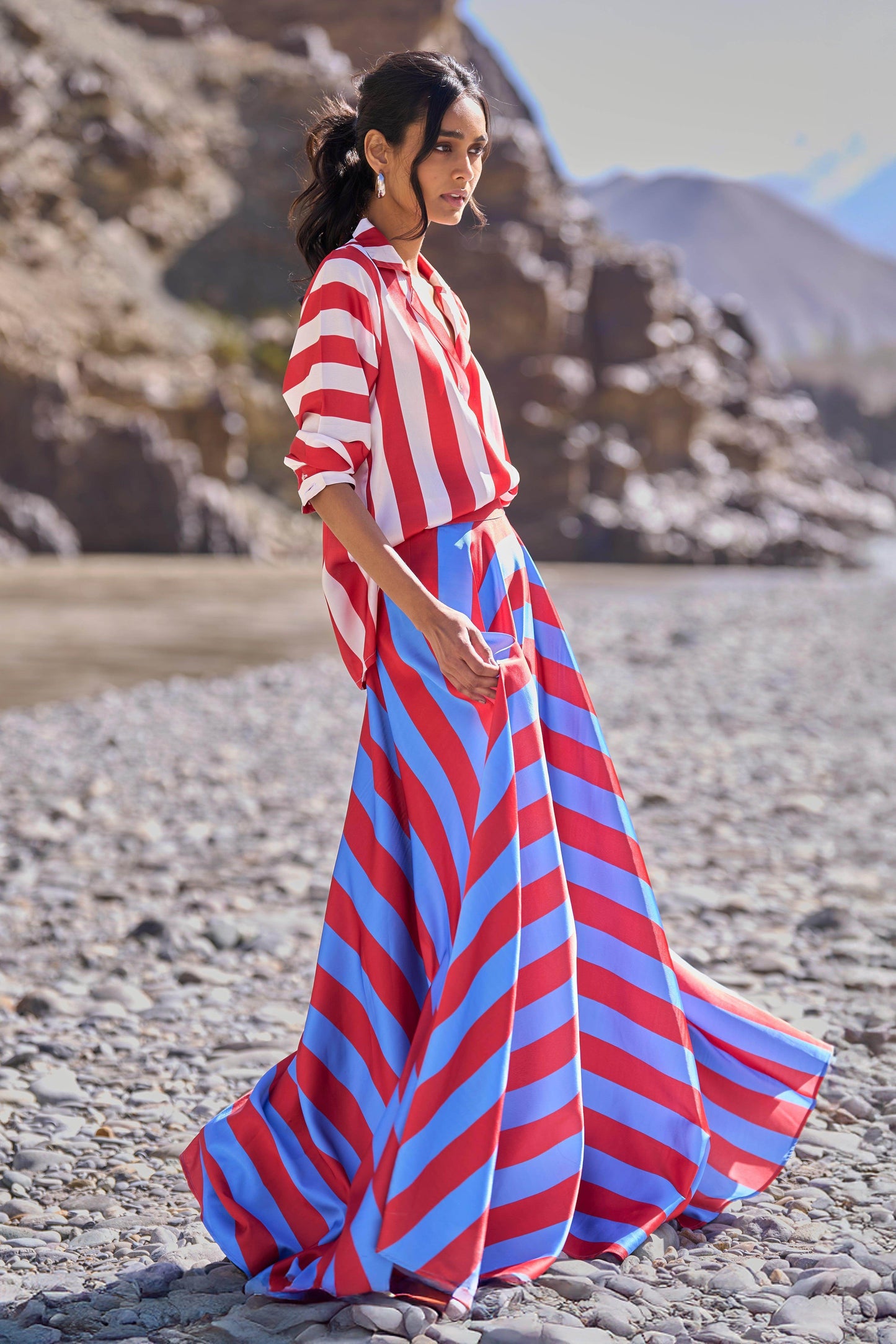 STRIPED MAXI SKIRT - dash and dot