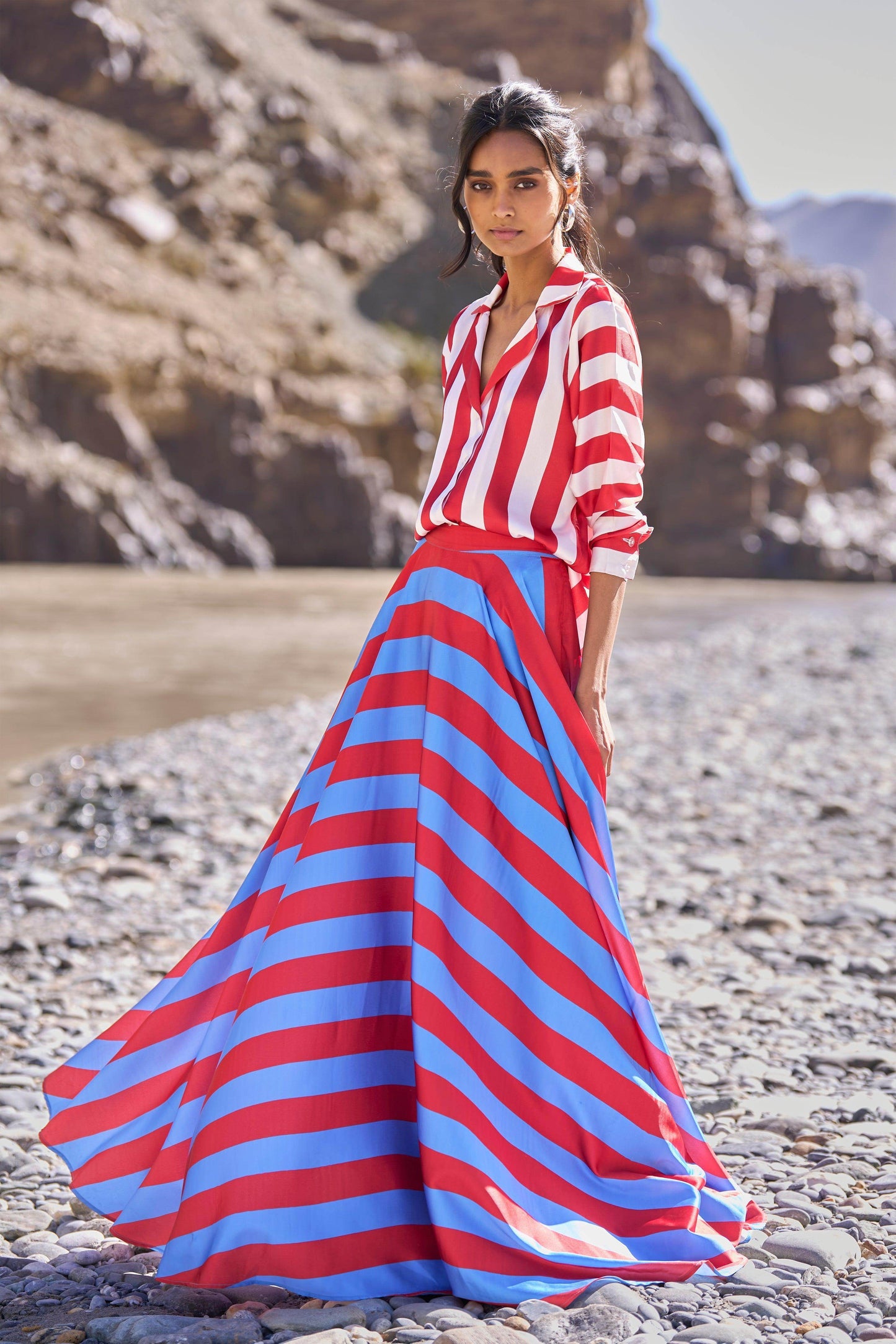 STRIPED MAXI SKIRT - dash and dot