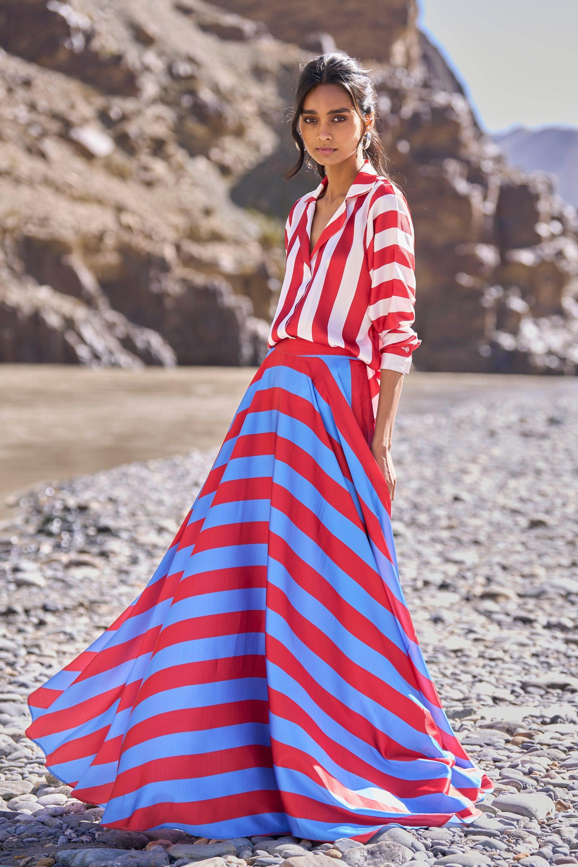 STRIPED MAXI SKIRT - dash and dot