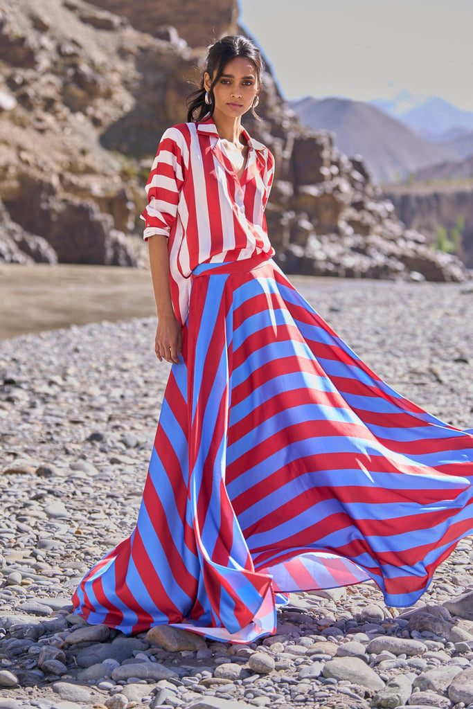 STRIPED MAXI SKIRT - dash and dot dash and dot