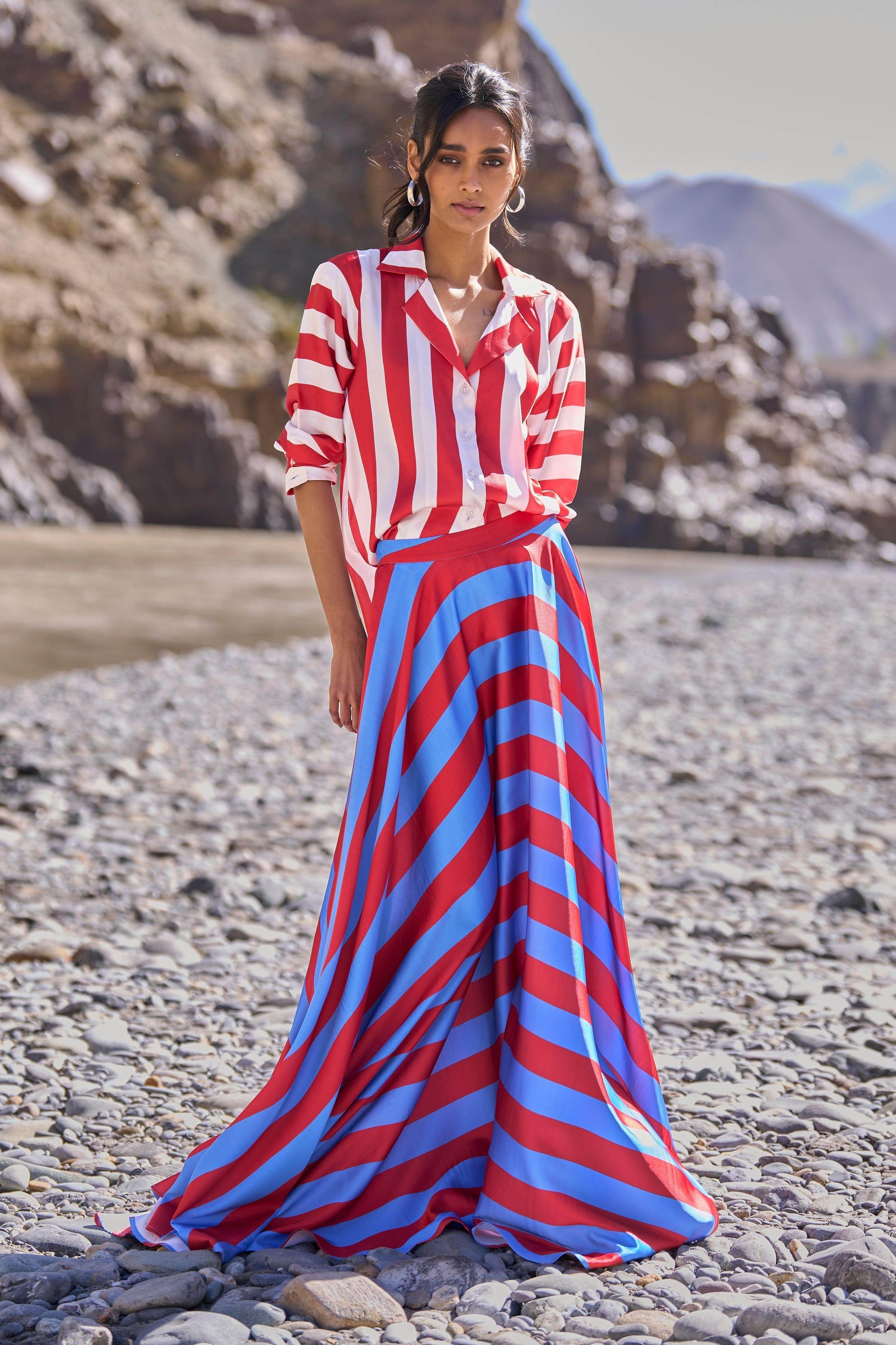 STRIPED MAXI SKIRT - dash and dot